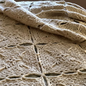 Crochet Pattern PDF for Diamond Motif Throw Afghan, Tasseled Large Motif