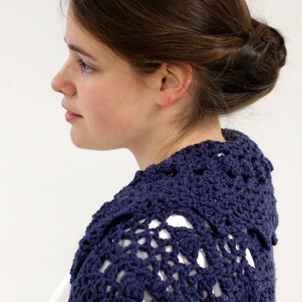 Pattern PDF for Crochet Circle Shrug, Shawl Collar, Layering Bolero, Intermediate Skill