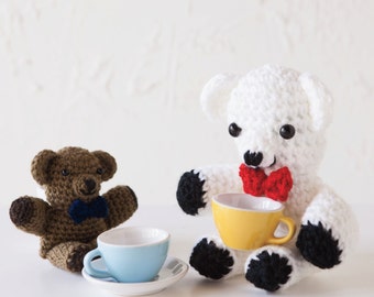 Crochet Pattern PDF for Toy Gentleman Teddy Bear in Three Sizes, Amigurumi Stuffed Animal