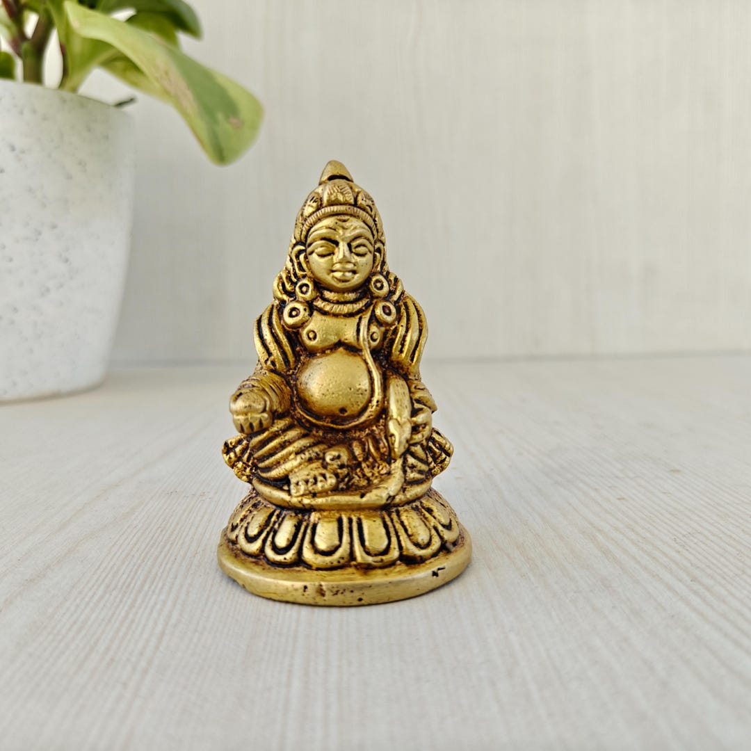 Solid Brass Lord Kubera Idol | Lakshmi Kubera Statue for Wealth ...