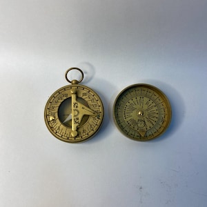 1.5&quot; Brass Pocket Sundial Compass – Antique Finish | Compact Vintage Navigation Tool for Travel & Gifting