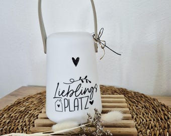 Camping Lampe,Lampe, LED Lampe,Tischlampe, Lieblingsplatz,Geschenkidee,personalisiertes Geschenk,Geburtstag,Dekoleuchte,Gartenfackel,Skandi