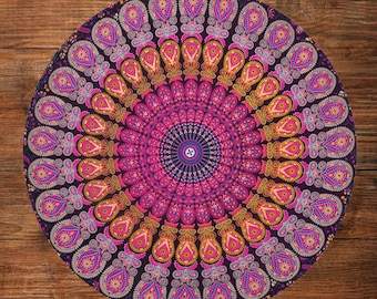 Boho Mandala Tablecloth: Indian Paisley Tapestry, Colorful Cotton Decor