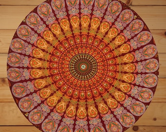 Mantel redondo de mandala: tapiz bohemio, manta de picnic, esterilla de yoga