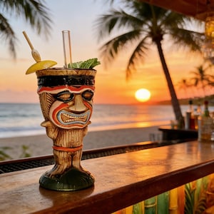 Rolig Ape Man Tiki-mugg - Handgjord keramisk cocktailglas - Exotisk hawaiiansk Luau-festdryck - 225 g tribal totemmugg för rom, mai tai