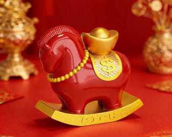 Presente para o Ano Novo Chinês de 2026, Decoração do Ano do Cavalo, Estátua para Atrair Dinheiro, Acessório de Mesa da Sorte, Cavalo Símbolo do Sucesso.