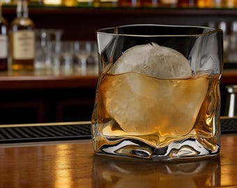 Copo de uísque torcido, copo grande com esfera de gelo, copos geométricos modernos, acessórios para carrinho de bar masculino, presente exclusivo para o Dia dos Pais, presente para bar