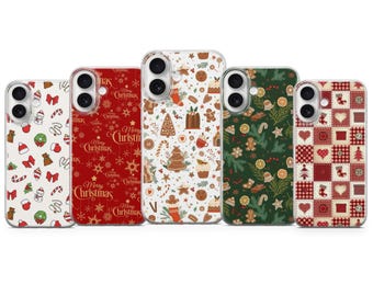Christmas Doodle Phone Case, Festive Holiday Cover for iPhone Models