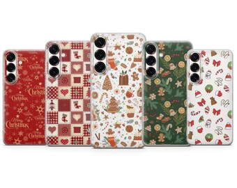 Christmas Doodle Phone Case, Festive Holiday Cover for Samsung S23 S22 S21 S24 S25 S26 Series
