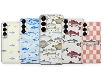 Sardine & Starfish Pattern Phone Case for Samsung S23 S22 S21 S24 S25 S26 Series