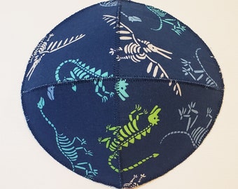 Dinosaurussen Skeletten Schotel Kippah Keppeltje Blauw