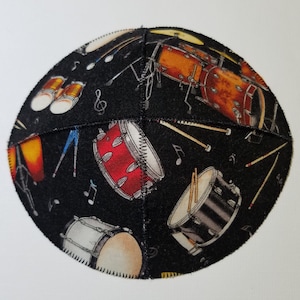 Black Drums Saucer Kippah Yarmulke Musical Instruments