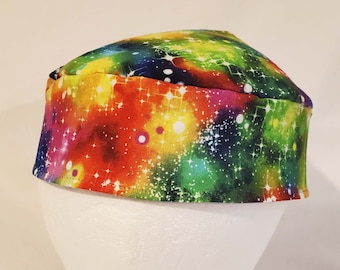 Rainbow Galaxy Kippah Yarmulke Original Style Washable Reversible Outerspace Stars