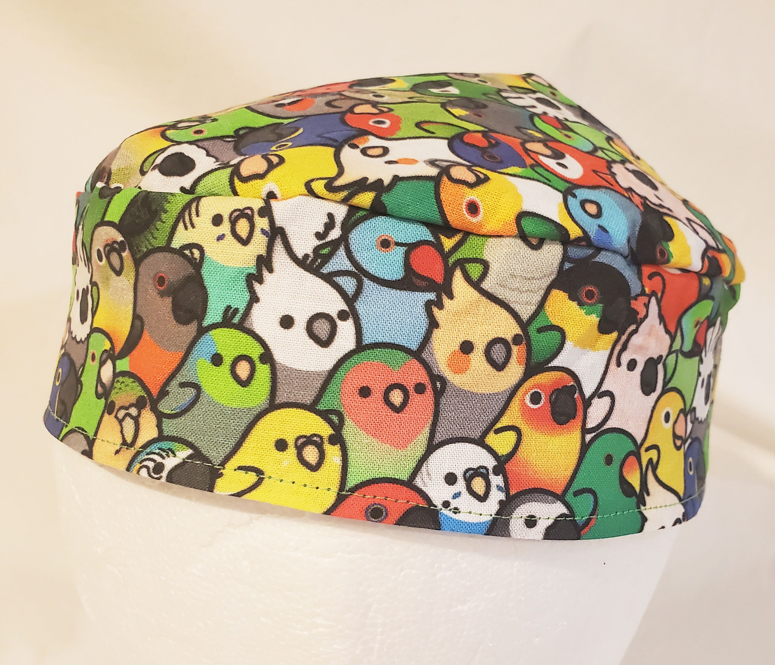 Packed Parrots Kippah Yarmulke Original Style Washable Reversible Rainbow Birds