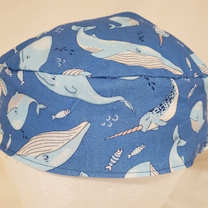 Whales and Narwhals Kippah Yarmulke Original Style Washable Reversible