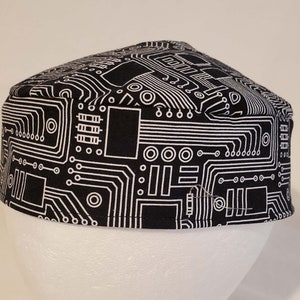 Circuits Original Kippah Yarmulke  Reversible Washable Black and White and Blue