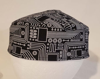 Circuits Original Kippah Yarmulke Reversible Washable Black and White and Blue