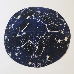 Glow in the Dark Constellations Kippah Yarmulke Saucer Style Cotton Outer Space Stars