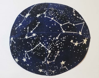 Glow in the Dark Constellations Kippah Yarmulke Saucer Style Cotton Outer Space Stars