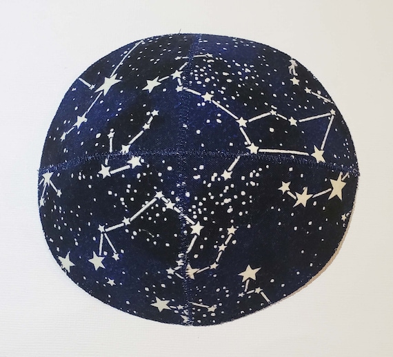 Glow in the Dark Constellations Kippah Yarmulke Saucer Style Cotton Outer Space Stars