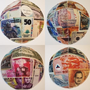 Foreign Currency Kippah Yarmulke Saucer Style Cotton Money Cash Colorful International