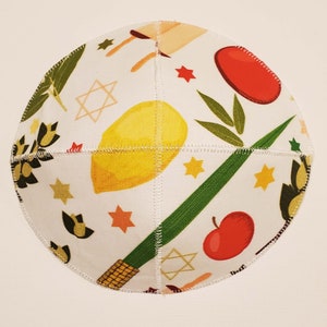 Sukkot Saucer Style Kippah Yarmulke Etrog Lulav Simchat Torah