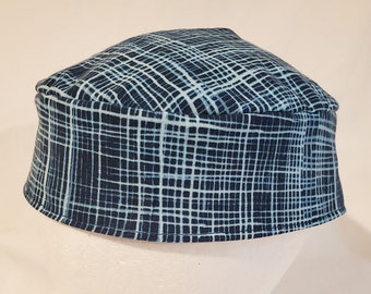Teal Crosshatch Kippot Yarmulkes Original Style Washable Reversible to solid teal