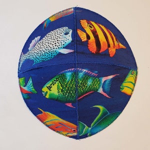 Colorful Fish Saucer Kippah Yarmulke Blue Ocean