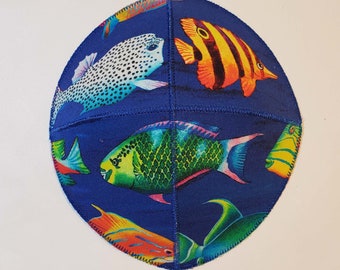 Colorful Fish Saucer Kippah Yarmulke Blue Ocean