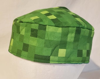 Pixelated Grey Green or Blue Original Kippah Yarmulke Reversible, Washable