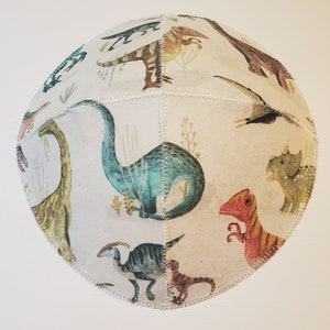 Colorful Watercolor Dinosaurs Saucer Kippah Yarmulke