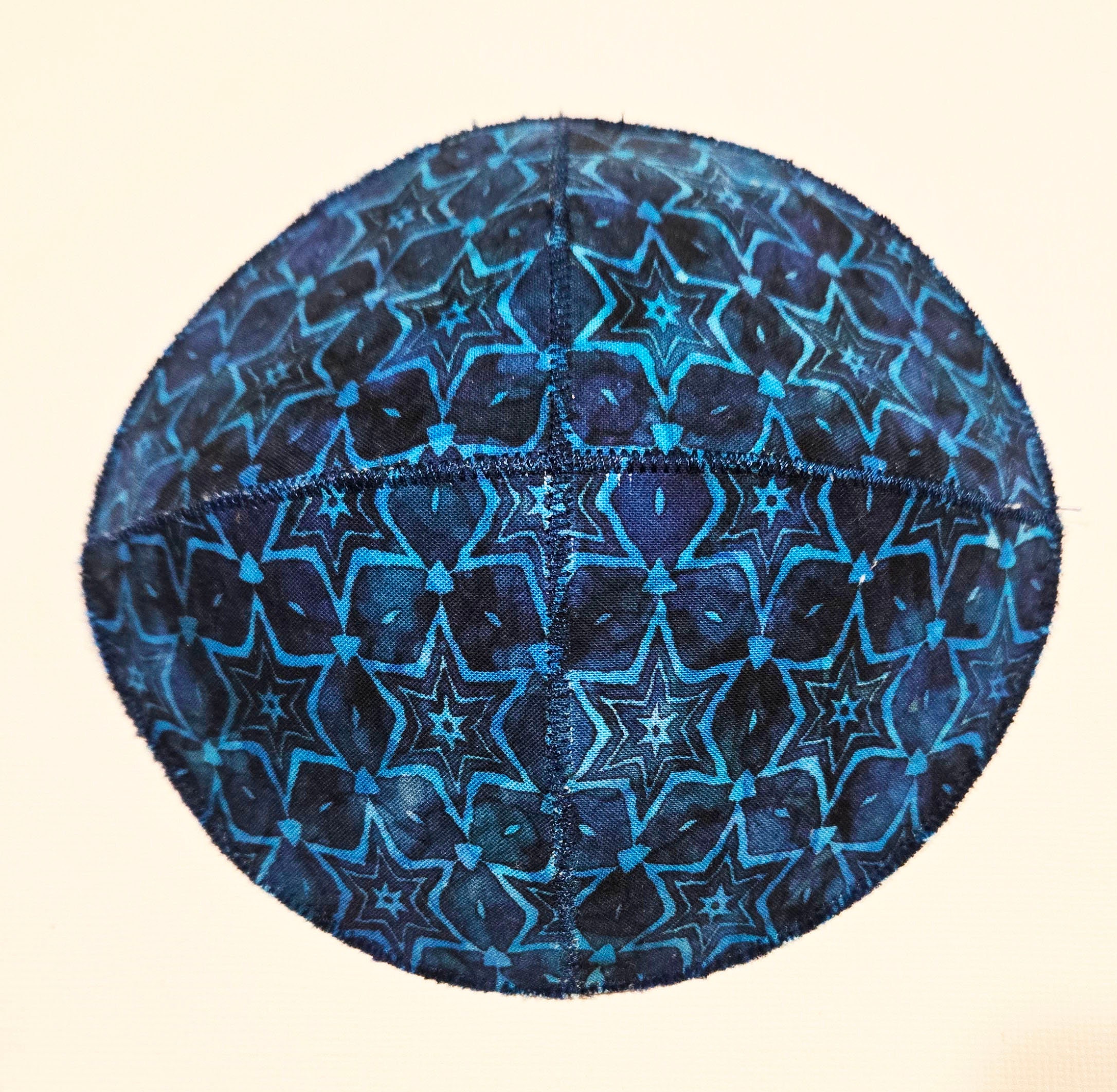 Blue Batik Star of David Saucer Kippah Yarmulke Judaica