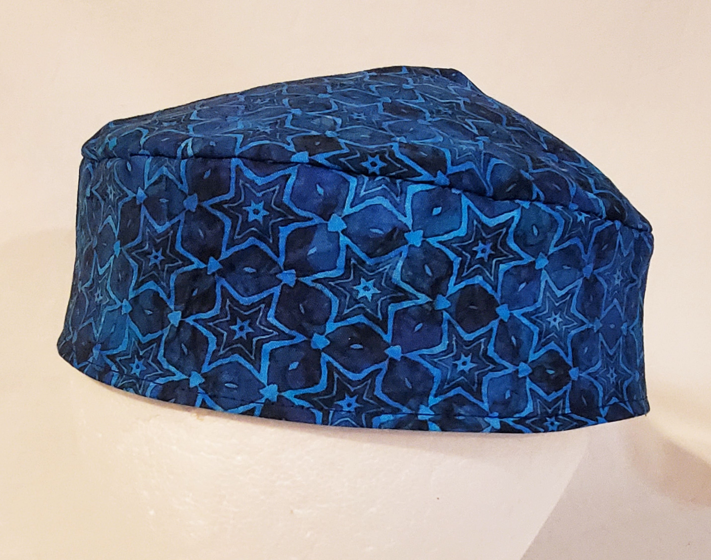 Blue Batik Star of David Kippah: Reversible Cotton Yarmulke
