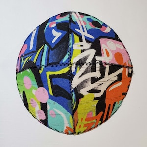 Graffiti Saucer Kippah Yarmulke Urban Colorful Cotton