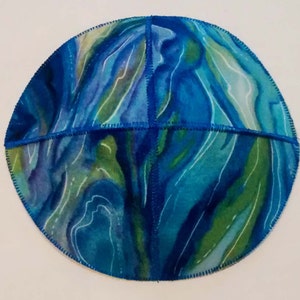 Ocean Kippah Yarmulke Saucer Style Blue, Green Waves