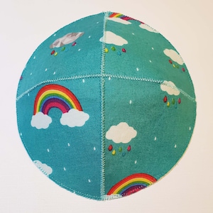 Rainbows and Clouds Saucer Style Kippah Yarmulke