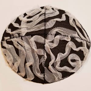 Black and White Tulle Ladies Kippah Head Covering Yarmulke Bat Mitzvah Wedding Special Occasion