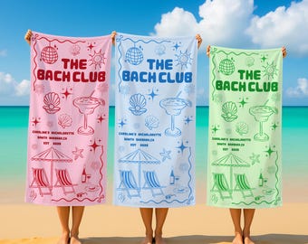 Personalized Disco Bach Club Beach Towel,Bachelor Party Vacation Gift,Tropical Beach Lover's Gifts,Coastal Bridal Shower Gift,Girls Trip2026