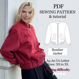 Bomber Jacket PDF Sewing Pattern: Beginner Friendly, XS-XL (Digital Download)