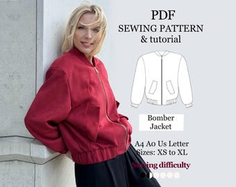Bomber Jacket Pattern PDF: Beginner's, XS–XL (Digital Download)