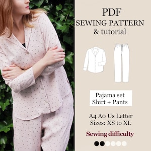 Pajama Set Sewing Pattern (XS-XL) - Women&#39;s Loungewear PDF