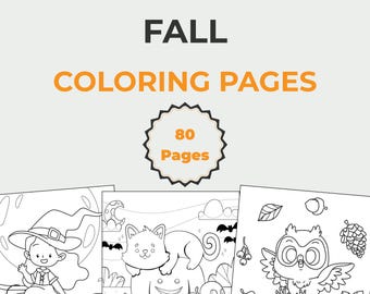 Fall Coloring Pages | 80 Printable Autumn Coloring Sheets | Kids Fall Coloring Book | Fall Themed Coloring Pages | Toddler Activity Book