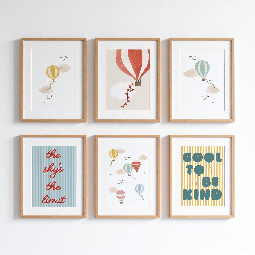 Hot Air Balloon Unisex Nursery Wall Art Gender Neutral Kid's Room Print ...