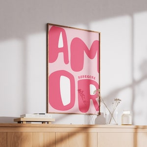 Hardcore Amor Poster, Wall Art Print, Love Decor, Printable Art, Trendy Artwork, Love Poster, Vibrant Color Art, Gift Idea