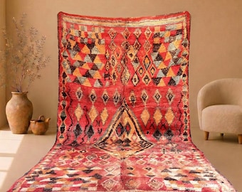 Red Moroccan Berber Rug 6x12 ft: Handmade Wool Tribal Carpet