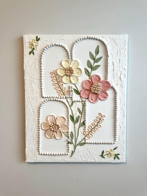 Textured Floral Altar Canvas Art: Abstract Arch with Float Frame
