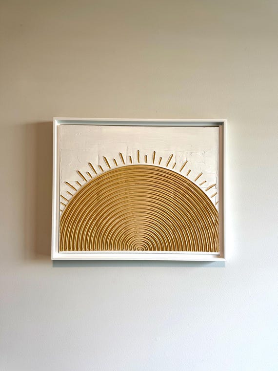 Textured Abstract Golden Sun with Float Frame