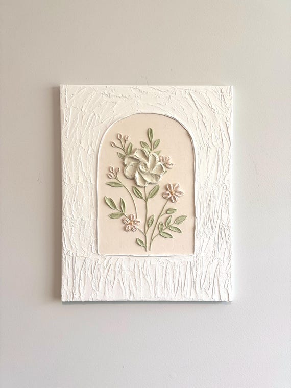 Textured Floral Arch Canvas Art: 3D Floral Painting with Float Frame