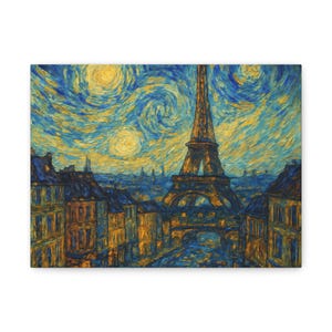 Starry Night Eiffel Tower Canvas Wall Art, Paris Decor, Home Wall Art, Gift for Art Lovers, Gallery Wall
