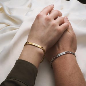 Personalized Couple Bracelets with Name & Date – Matching Bracelets for Couples, Lovers, Best Friends, Anniversary Gift, Custom Name Jewelry